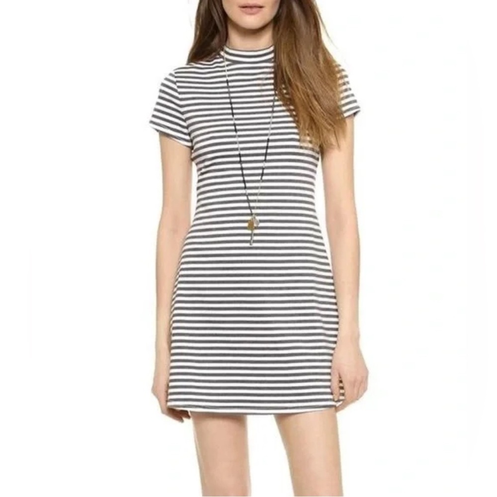 Free People Beach Striped Mock Neck Mini Dress